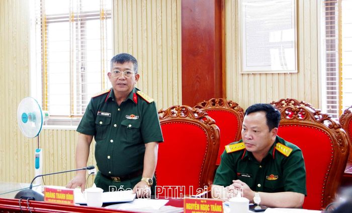 Đại tá Hoàng Thanh Bình - Phó Chỉ huy trưởng Bộ CHQS tỉnh phát biểu và tiếp thu ý kiến chỉ đạo của đoàn kiểm tra.