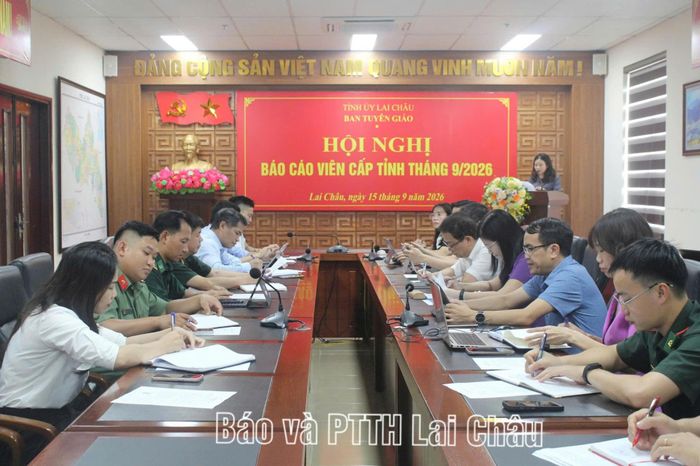 Quang cảnh hội nghị tại điểm cầu Ban Tuyên giáo Tỉnh ủy.