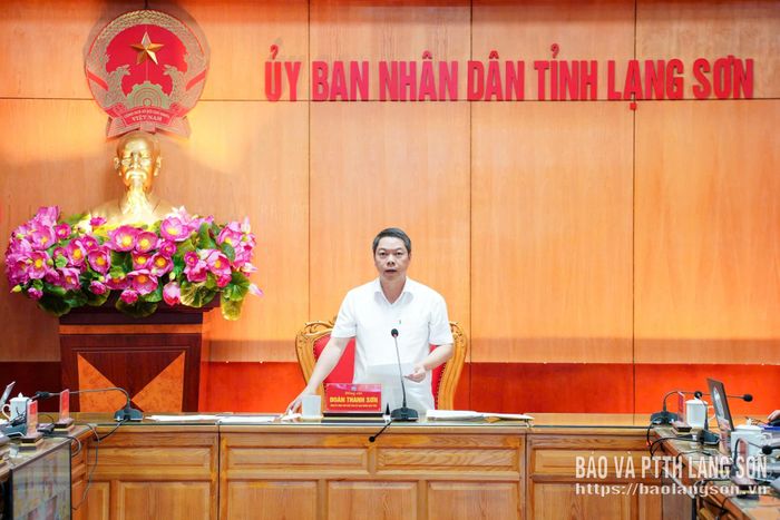 Đồng chí Đoàn Thanh Sơn, Phó Chủ tịch UBND tỉnh phát biểu tại hội nghị