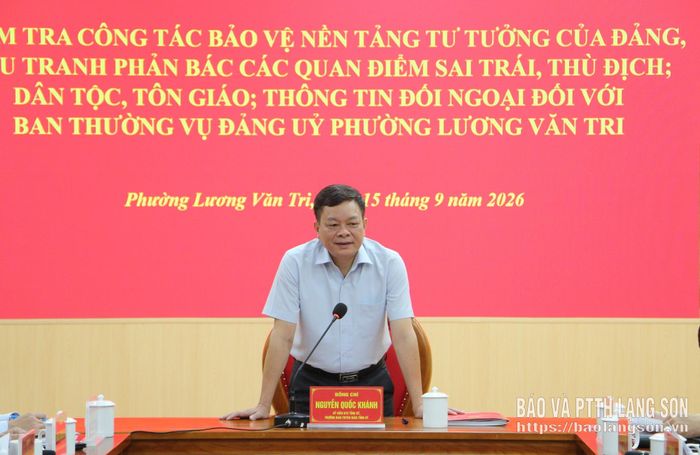 Đồng chí Nguyễn Quốc Khánh, Ủy viên Ban Thường vụ Tỉnh ủy, Trưởng Ban Tuyên giáo Tỉnh ủy phát biểu kết luận buổi kiểm tra