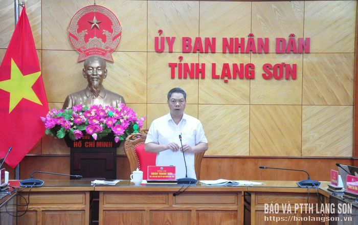 Đồng chí Đoàn Thanh Sơn, Phó Chủ tịch UBND tỉnh phát biểu kết luận cuộc họp
