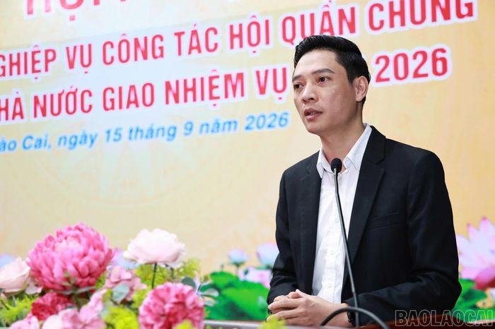 Đồng chí Nguyễn Ngọc Linh - Phó Chủ tịch Ủy ban MTTQ Việt Nam tỉnh Lào Cai quán triệt nội dung trọng tâm, định hướng nâng cao chất lượng hoạt động của các Hội quần chúng do Đảng, Nhà nước giao nhiệm vụ.