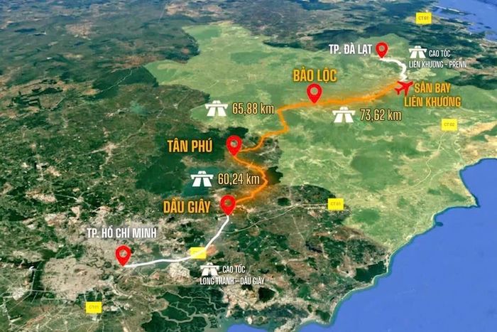 Sơ đồ cao tốc nối từ Dầu Giây đến Prenn