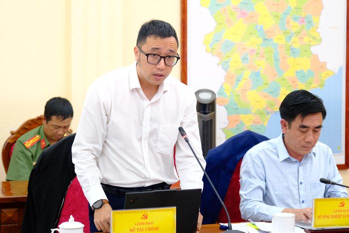 Ông Nguyễn Trần Nhật Huy, Phó Giám đốc Sở Tài chính phát biểu tại buổi làm việc