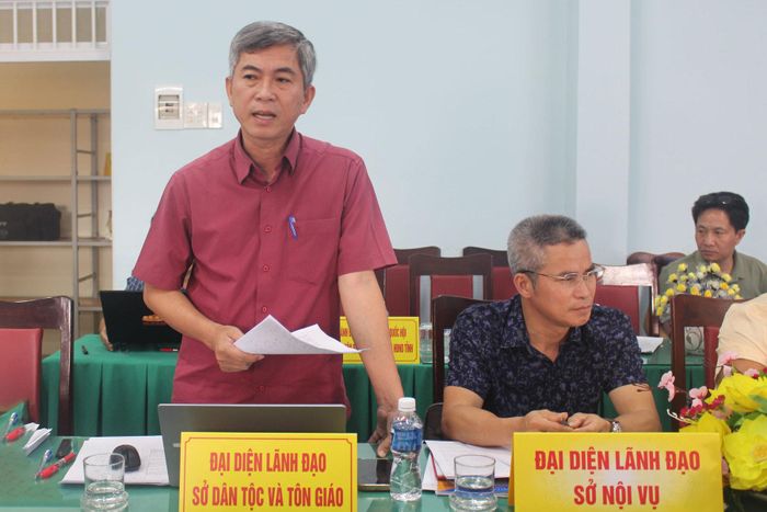 Ông Nguyễn Hoàng Đạo, Phó Giám đốc Sở Dân tộc và Tôn giáo phát biểu