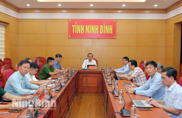 Quang cảnh hội nghị tại điểm cầu tỉnh Ninh Bình.