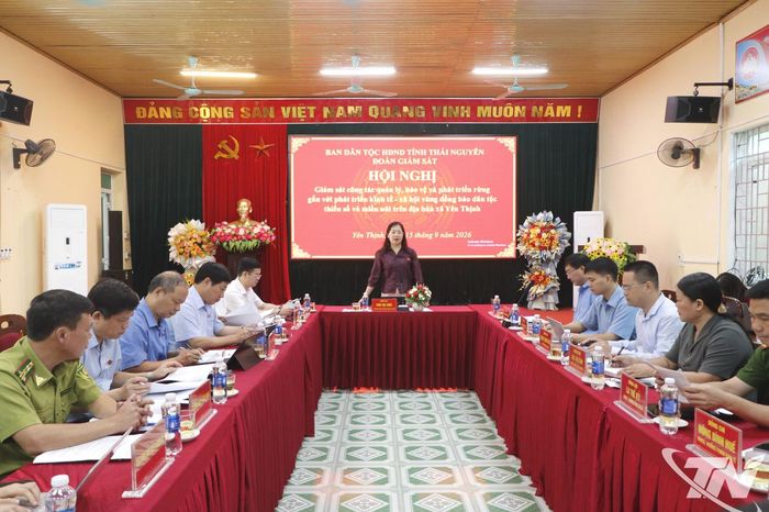 Đoàn giám sát của Ban Dân tộc HĐND tỉnh Thái Nguyên làm việc tại xã Yên Thịnh về công tác quản lý, bảo vệ và phát triển rừng.