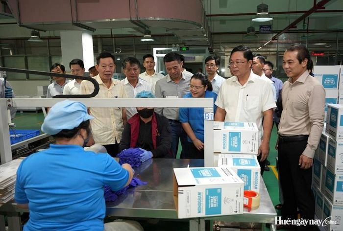  Phó Bí thư Thành ủy, Chủ tịch UBND thành phố Lê Trí Thanh thăm Nhà máy Kanglongda Huế. Ảnh: Ngọc Hiếu