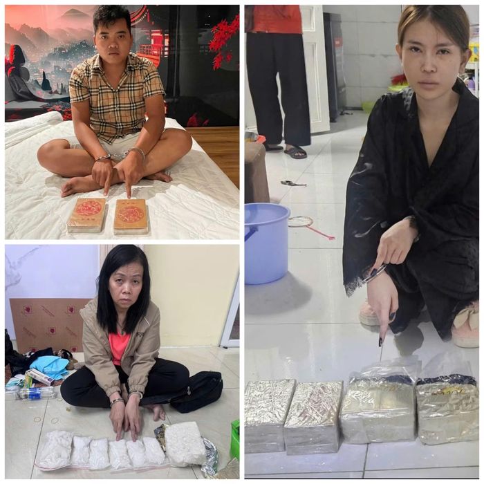 Một số đối tượng cùng tang vật ma túy thu giữ.