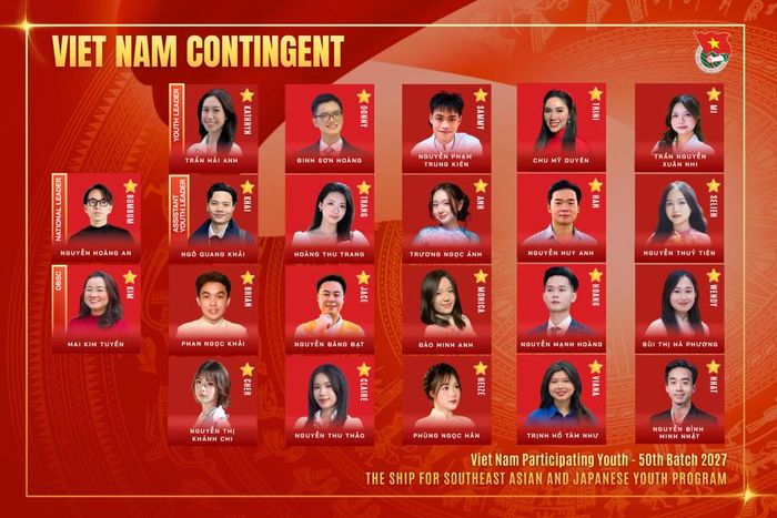 Đoàn Đại biểu Thanh niên Việt Nam tham dự chương trình Tàu Thanh niên Đông Nam Á - Nhật Bản (SSEAYP) 2027 với đội hình 22 thành viên.