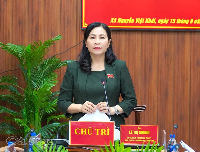 Đồng chí Lê Thị Nhung, Uỷ viên Ban Thường vụ Tỉnh uỷ, Phó Chủ tịch Thường trực HĐND tỉnh, Trưởng đoàn giám sát, phát biểu kết luận.