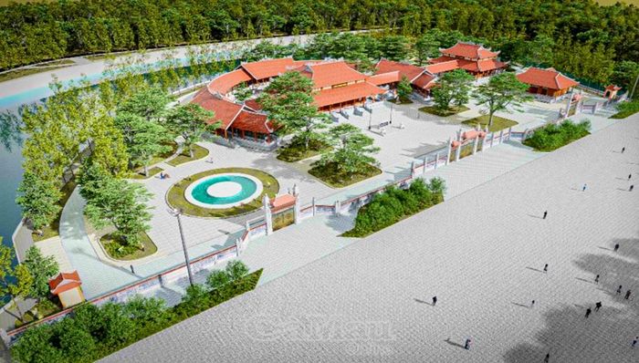 Phối cảnh tổng thể cổng và hàng rào Đền Tưởng niệm Anh hùng liệt sĩ và người có công tỉnh Cà Mau.