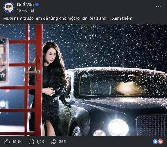 Chia sẻ của Quế Vân trên trang cá nhân. Ảnh chụp màn hình