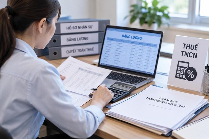 Doanh nghiệp cần lưu ý cách khấu trừ thuế TNCN khi chi trả tiền lương, tiền công và các khoản thu nhập sau khi người lao động chấm dứt hợp đồng. Ảnh minh họa.