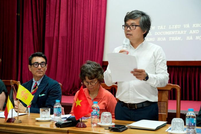 Nghệ sĩ ưu tú Trịnh Quang Tùng, Phó Tổng Giám đốc phụ trách Hãng Phim tài liệu và khoa học trung ương chia sẻ về liên hoan năm nay. Ảnh: DFS