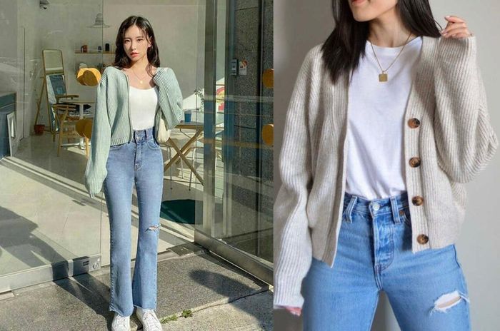 Cardigan + jeans là combo "bất hủ" chẳng cần suy nghĩ nhiều mà vẫn dễ ghi điểm. Jeans giúp cardigan bớt "bánh bèo", còn cardigan lại khiến denim quen thuộc trông nữ tính và có gu hơn.