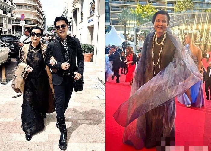 Nghệ sĩ Kiều Chinh và nhà sản xuất người Mỹ gốc Việt Daniel K. Winn xuất hiện tại LHP Cannes hồi tháng 5/2026.