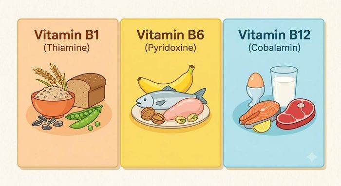 Ăn đủ các thực phẩm để bổ sung  vitamin 3B. Ảnh minh họa AI.