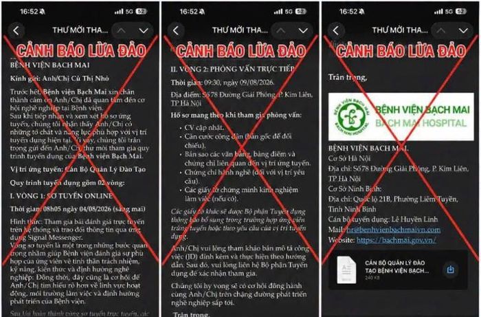 Bệnh viện Bạch Mai cảnh báo các thủ đoạn lừa đảo người bệnh, người nhà bệnh nhân. Ảnh: BVCC