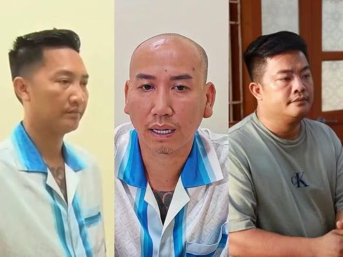 Các bị can Bùi Xuân Huấn - Huấn Hoa Hồng, Lê Văn Phú - Phú Lê, Vũ Hoàng Hải - Hải Sapa. Ảnh: Công an cung cấp