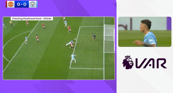 Hình ảnh cho thấy Erling Haaland không việt vị trong bàn thắng của Man City, nhưng tổ VAR đáng ra phải xem lại tác động của Enzo Fernandez lên Lisandro Martinez. Ảnh: Sky Sports.