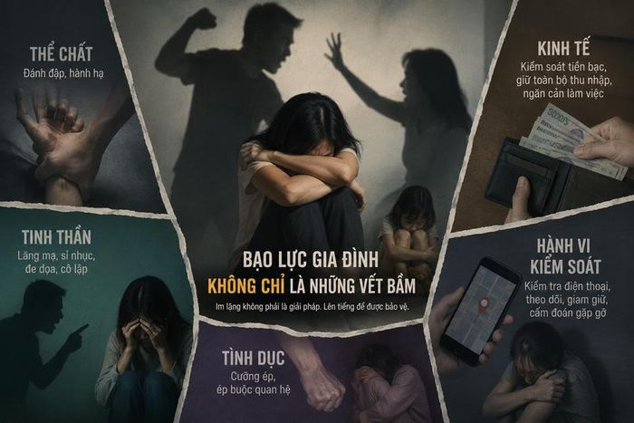 Bạo lực gia đình có thể diễn ra dưới nhiều hình thức, từ tổn hại thể chất đến tinh thần, kinh tế và hành vi kiểm soát. Ảnh minh họa: AI