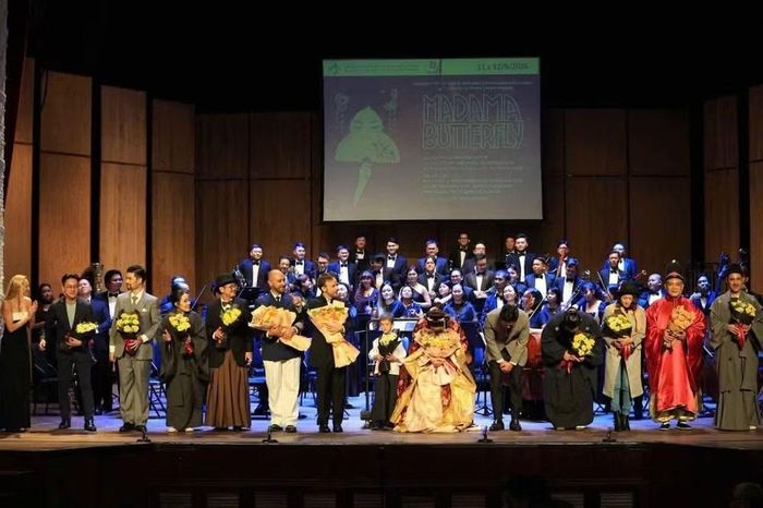 Các nghệ sĩ Nhà hát Giao hưởng Nhạc - Vũ kịch Thành phố Hồ Chí Minh tại đêm diễn vở opera "Madama Butterfly". (Ảnh: HBSO)