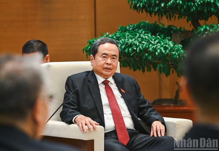Chủ tịch Quốc hội Trần Thanh Mẫn phát biểu tại cuộc tiếp. (Ảnh: DUY LINH)