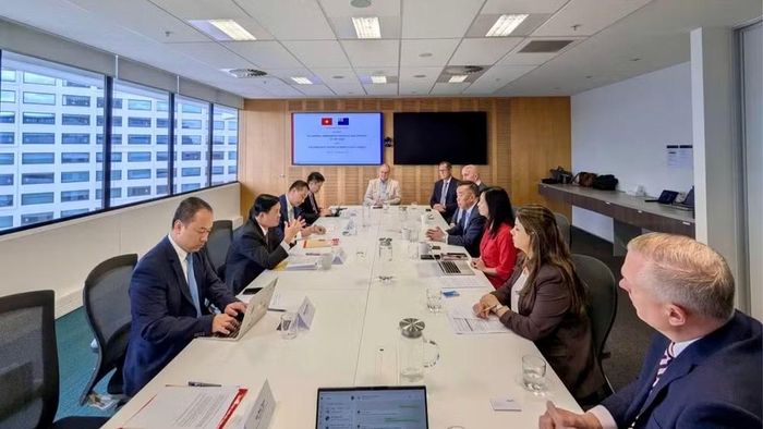 Đoàn công tác làm việc tại Hội đồng Doanh nghiệp ASEAN-New Zealand. (Ảnh: Ban Chính sách, chiến lược Trung ương)