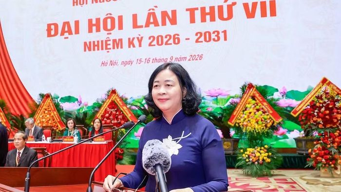 Đồng chí Bùi Thị Minh Hoài phát biểu chỉ đạo tại Đại hội. (Ảnh: QUANG VINH)