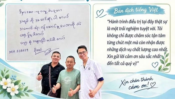 Lời cảm ơn chân thành đến từ bệnh nhân đối với y bác sĩ Bệnh viện C sau khi được chăm sóc, chữa trị. (Ảnh: Bệnh viện C cung cấp)