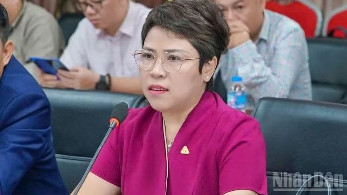 Bà Bùi Thị Thanh Xuân, Phó Tổng Giám đốc Tổng Công ty cổ phần Bảo hiểm ngân hàng Thương mại cổ phần Công thương Việt Nam (VBI). (Ảnh: HẢI NGỌC)