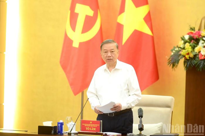 Tổng Bí thư, Chủ tịch nước Tô Lâm, Trưởng Đoàn Kiểm tra, giám sát số 218 phát biểu tại hội nghị.