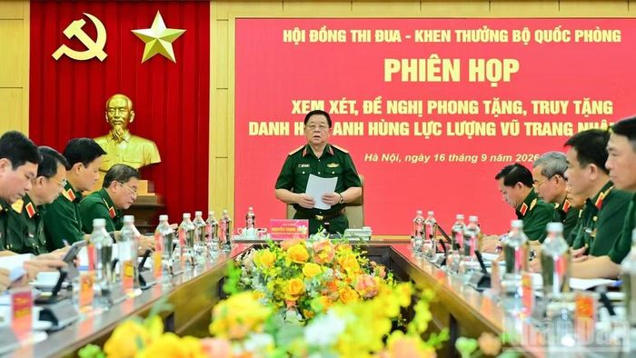 Đại tướng Nguyễn Trọng Nghĩa chủ trì phiên họp. (Ảnh: THẾ ĐẠI)