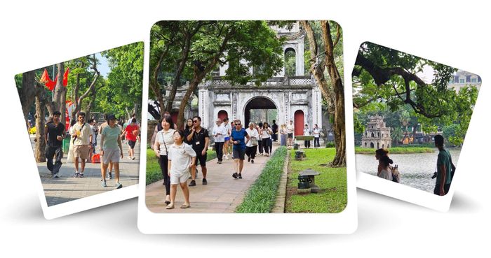  Du khách tham quan Hà Nội vào dịp lễ Quốc khánh 2-9 vừa qua. Ảnh: THU HÀ 