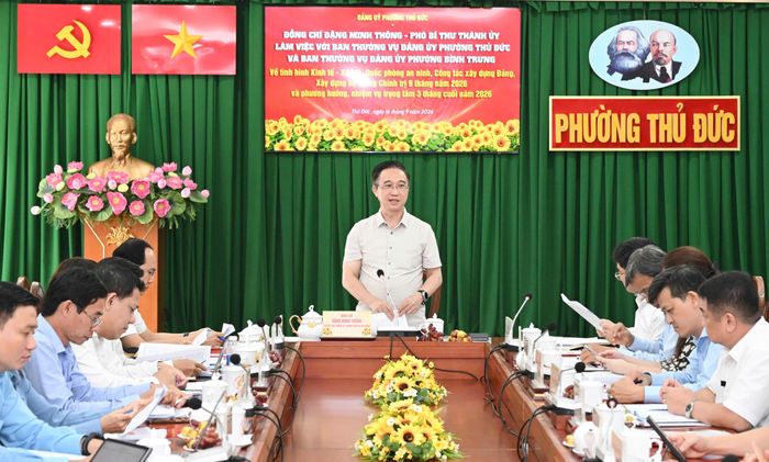  Phó Bí thư Thành ủy TPHCM Đặng Minh Thông phát biểu kết luận buổi làm việc. Ảnh: VIỆT DŨNG 