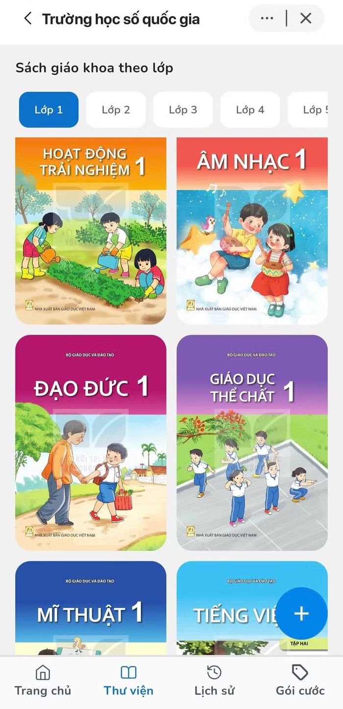 Sách điện tử các môn trên ứng dụng iHanoi. Ảnh chụp màn hình.