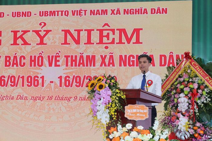 Trưởng ban Tuyên giáo và Dân vận Tỉnh ủy Hưng Yên Nguyễn Văn Chiến phát biểu tại Lễ Kỷ niệm. (Ảnh: Vũ Hùng)