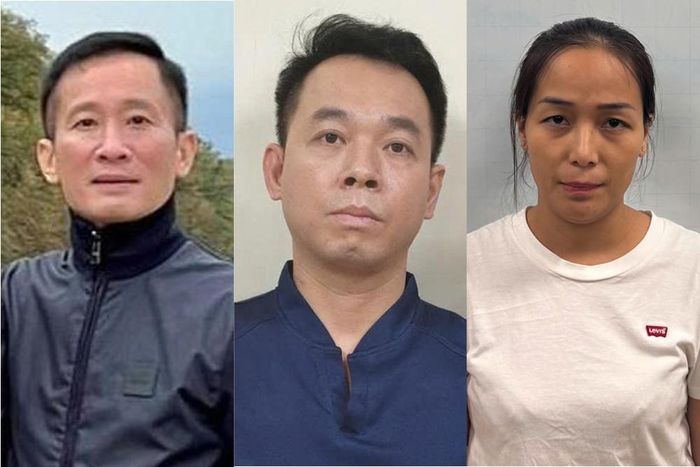 Các đối tượng (từ trái sang): Bùi Chân Phương, Hà Văn Nam và Trần Thị Hồng Hạnh. Ảnh: Bộ Công an
