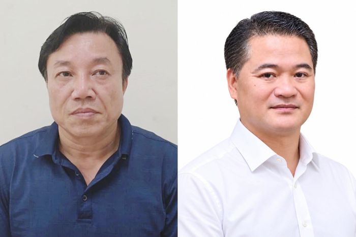 Ông Nguyễn Huy Ngọc (trái) và Lê Đình Thanh Sơn. Ảnh: Bộ Công an