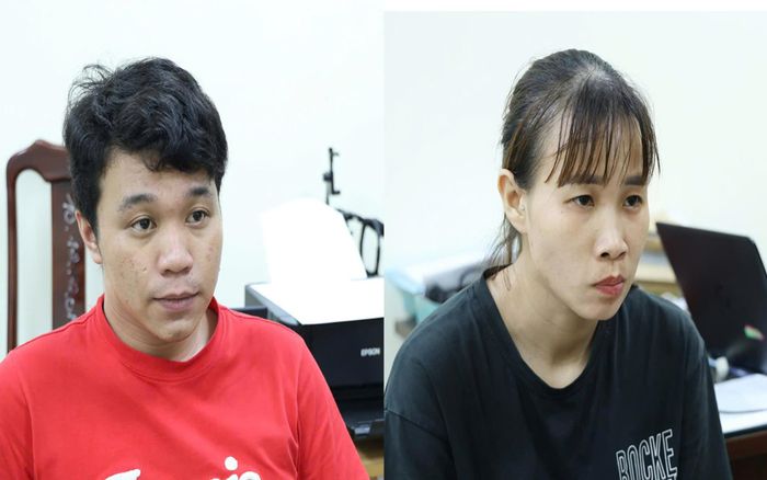 Đối tượng Mai Hoàng Trọng và Nguyễn Thị Thanh Thảo tại cơ quan công an. Ảnh: CACC