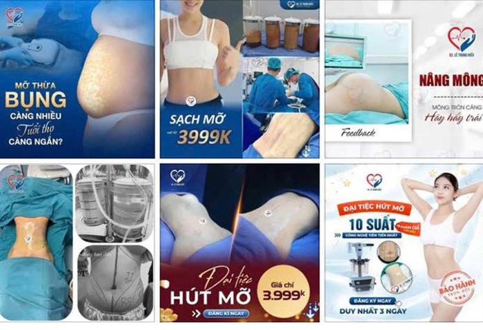 Một số nội dung quảng cáo dịch vụ thẩm mỹ của cơ sở Julia Aesthetic được đăng tải trên mạng xã hội. Ảnh: CACC