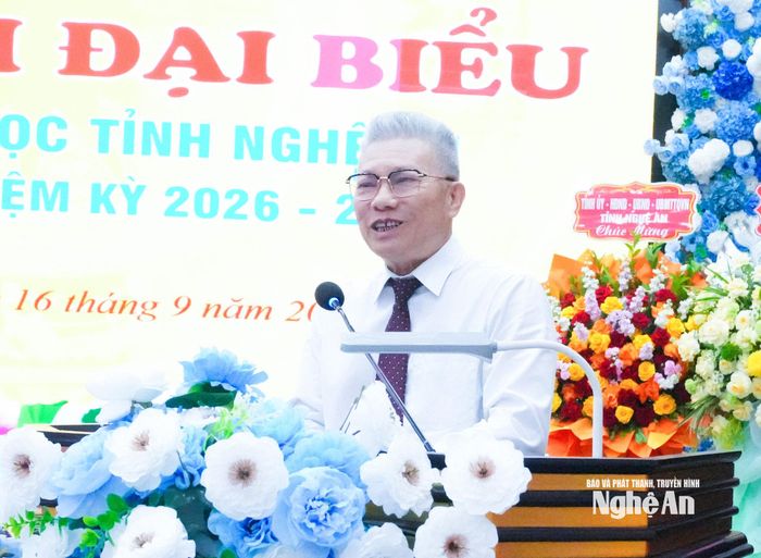Đồng chí Nguyễn Hồng Sơn – Phó Chủ tịch Trung ương Hội Khuyến học Việt Nam phát biểu tại Đại hội. Ảnh: Mai Hoa