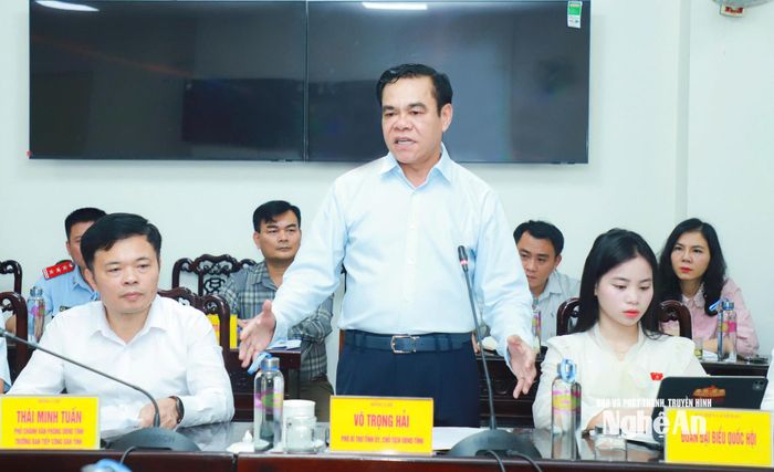 Đồng chí Võ Trọng Hải - Phó Bí thư Tỉnh ủy, Chủ tịch UBND tỉnh Nghệ An phát biểu kết luận. Ảnh: Thành Duy