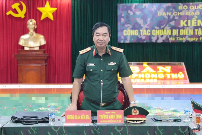 Trung tướng Trương Mạnh Dũng – Phó Tổng Tham mưu trưởng Quân đội nhân dân Việt Nam phát biểu chỉ đạo.