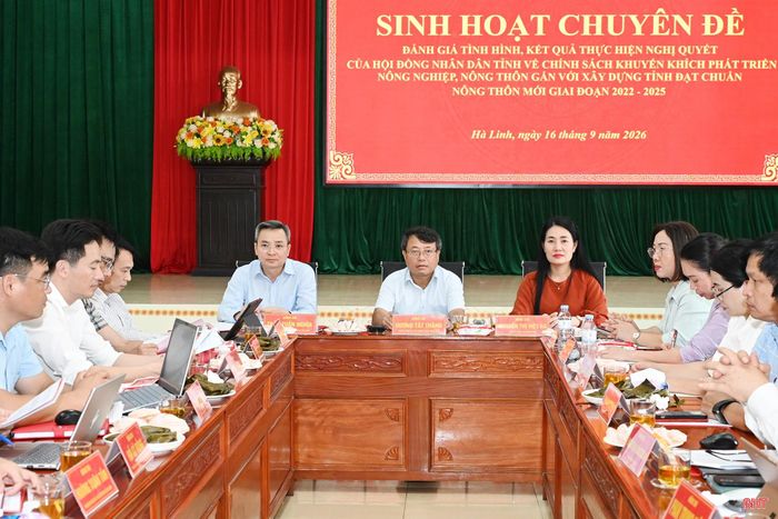 Các đồng chí Dương Tất Thắng - Ủy viên Ban Thường vụ Tỉnh ủy, Bí thư Đảng ủy HĐND tỉnh, Phó Chủ tịch Thường trực HĐND tỉnh; Nguyễn Thị Việt Hà - Phó Chủ tịch HĐND tỉnh; Trần Tuấn Nghĩa - Bí thư Đảng ủy xã Hà Linh chủ trì buổi sinh hoạt.