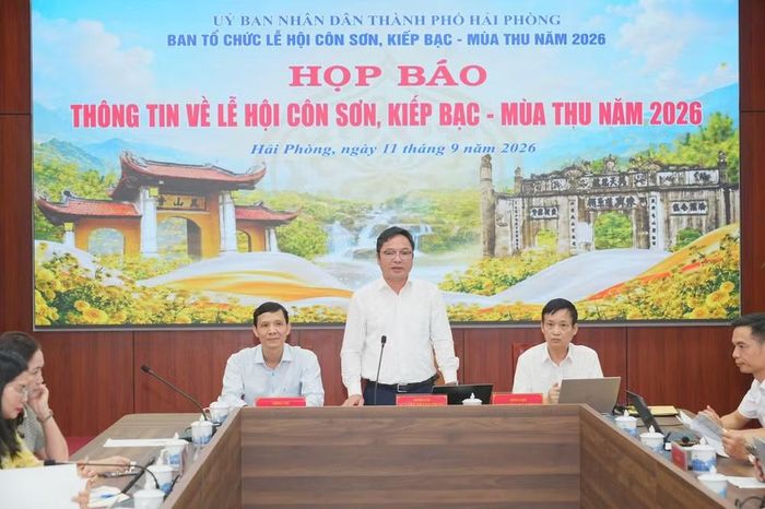 Giám đốc Sở Văn hóa, Thể thao và Du lịch Nguyễn Thành Trung phát biểu khai mạc Họp báo về Lễ hội. (Ảnh: Cổng Thông tin Điện tử TP Hải Phòng)