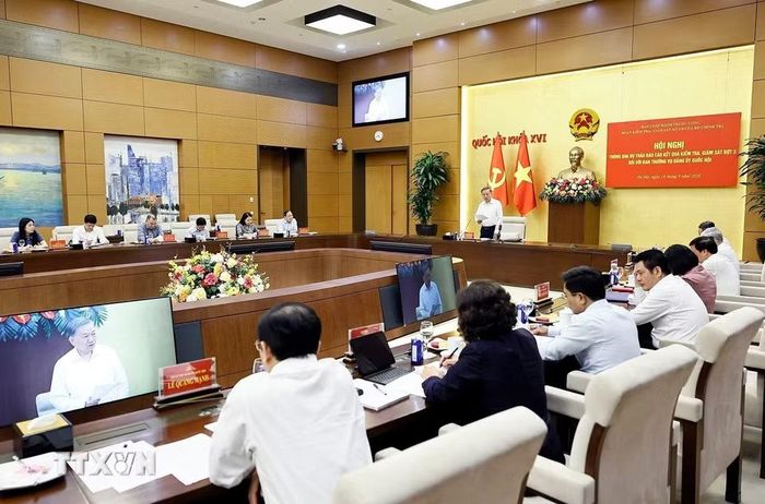 Tổng Bí thư, Chủ tịch nước Tô Lâm, Trưởng Đoàn Kiểm tra, giám sát số 218 phát biểu. (Ảnh: Doãn Tấn/TTXVN)