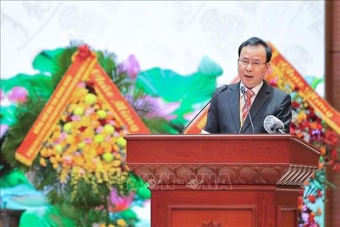 Đồng chí Nguyễn Lam, Phó Chủ tịch Thường trực Hội Người cao tuổi Việt Nam khoá VI phát biểu. Ảnh: Lê Đông/TTXVN