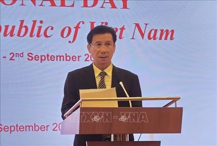 Đại sứ Việt Nam tại Indonesia Tạ Văn Thông phát biểu. Ảnh: Lê Minh Hưởng/TTXVN